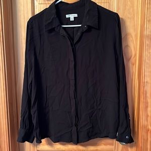 Black button front blouse